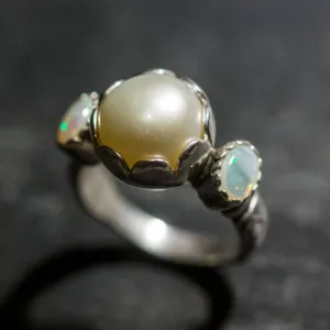 Genuine Pearl Ring - Real Opal Ring - Vintage Pearl Ring