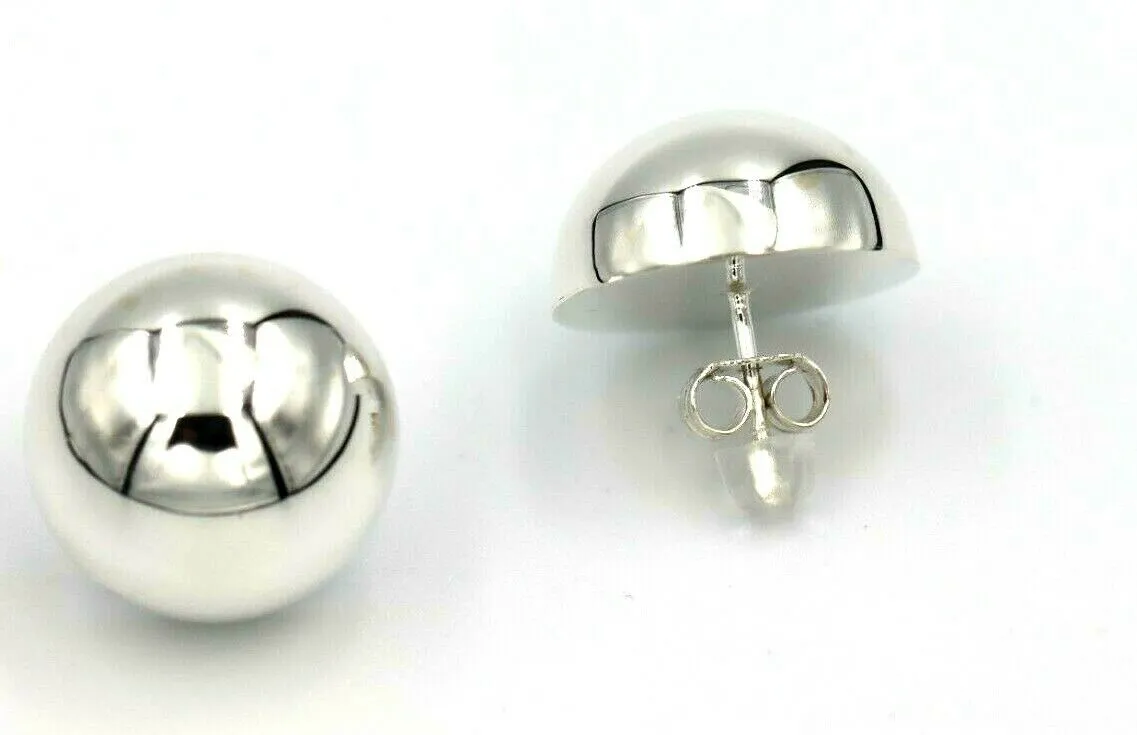 Genuine Sterling Silver 925 Very Large 18mm Stud Earrings Half Ball