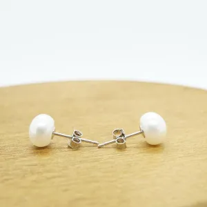 Gianna X -Real Sterling Silver Freshwater Pearl Stud Earrings