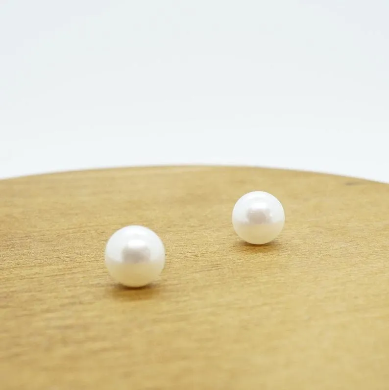 Gianna X -Real Sterling Silver Freshwater Pearl Stud Earrings