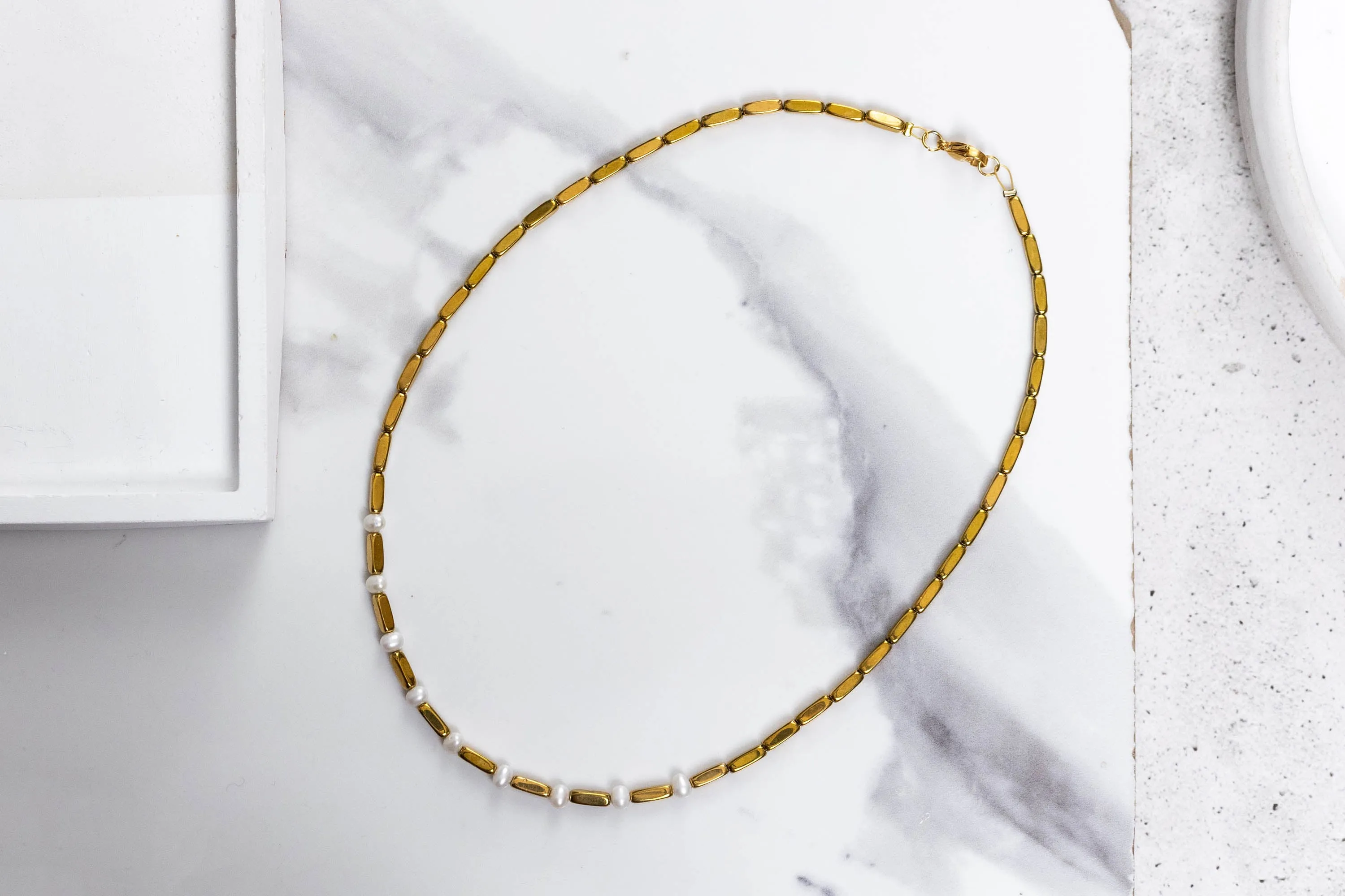 Gold hematite necklace