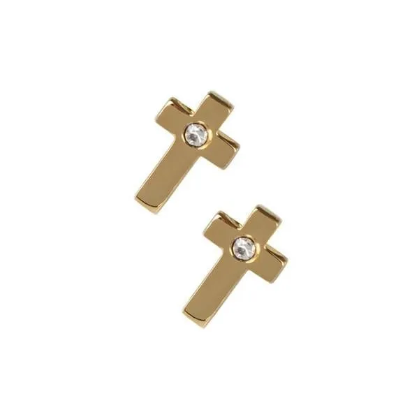 Gold Mini Cross Earrings