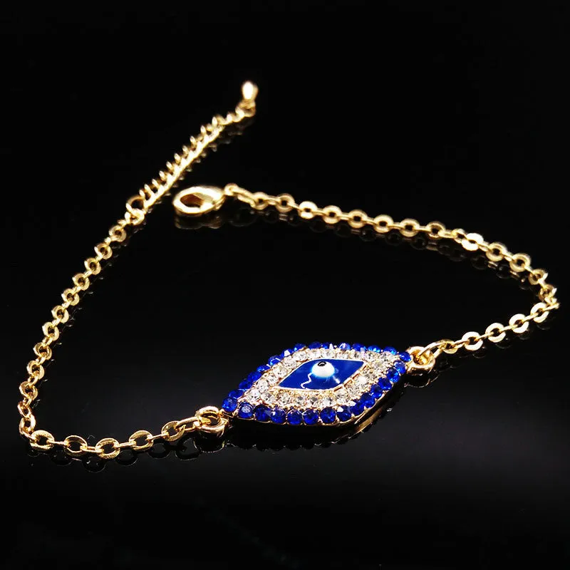 Gold Plated Evil Eye Bracelets & Bangles For Women Turkish Lucky Eye Blue Crystal  pulseira B610142