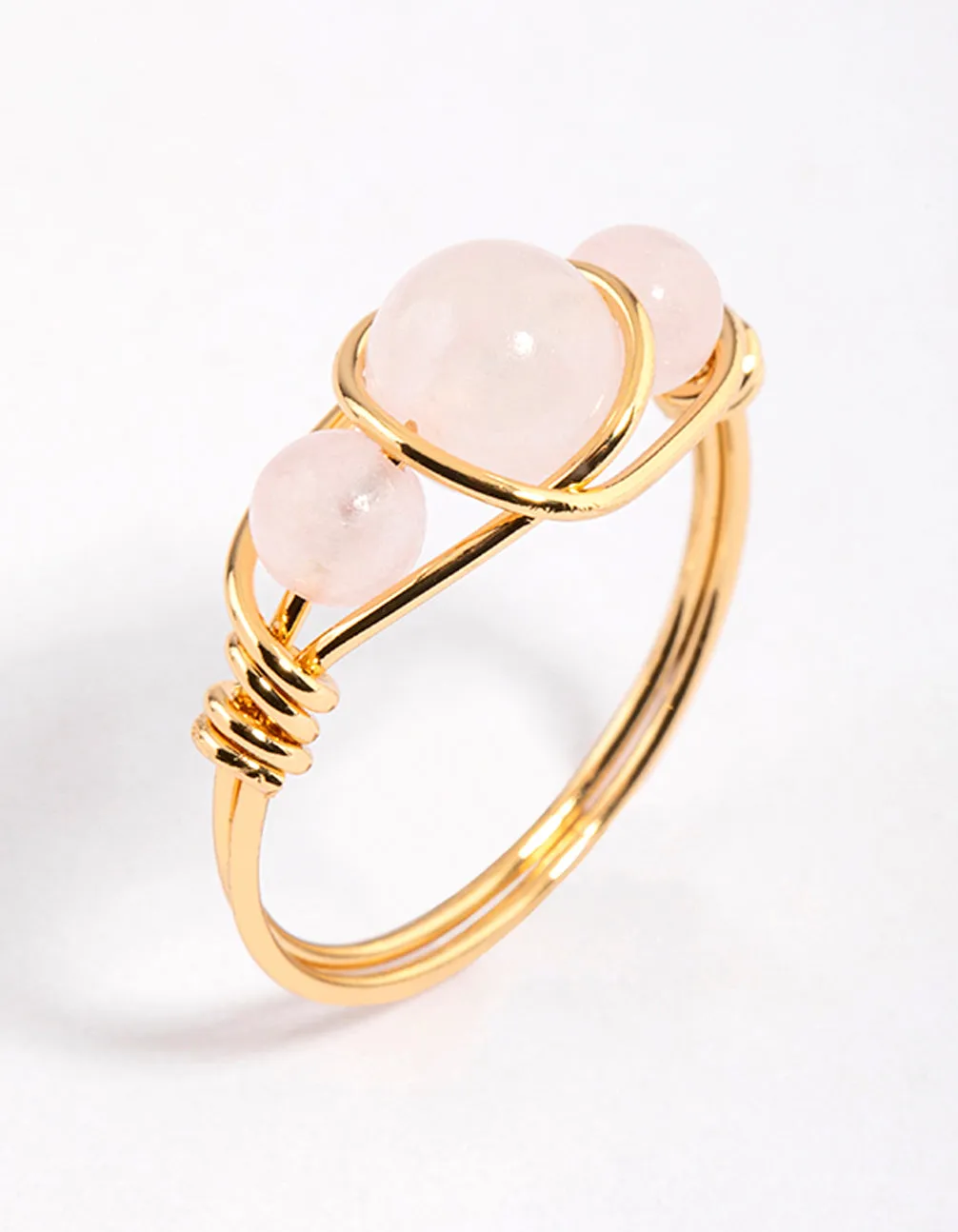 Gold Plated Wrapped Triple Stone Ring