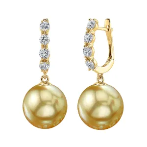 Golden South Sea Pearl & Diamond Artemis Earrings