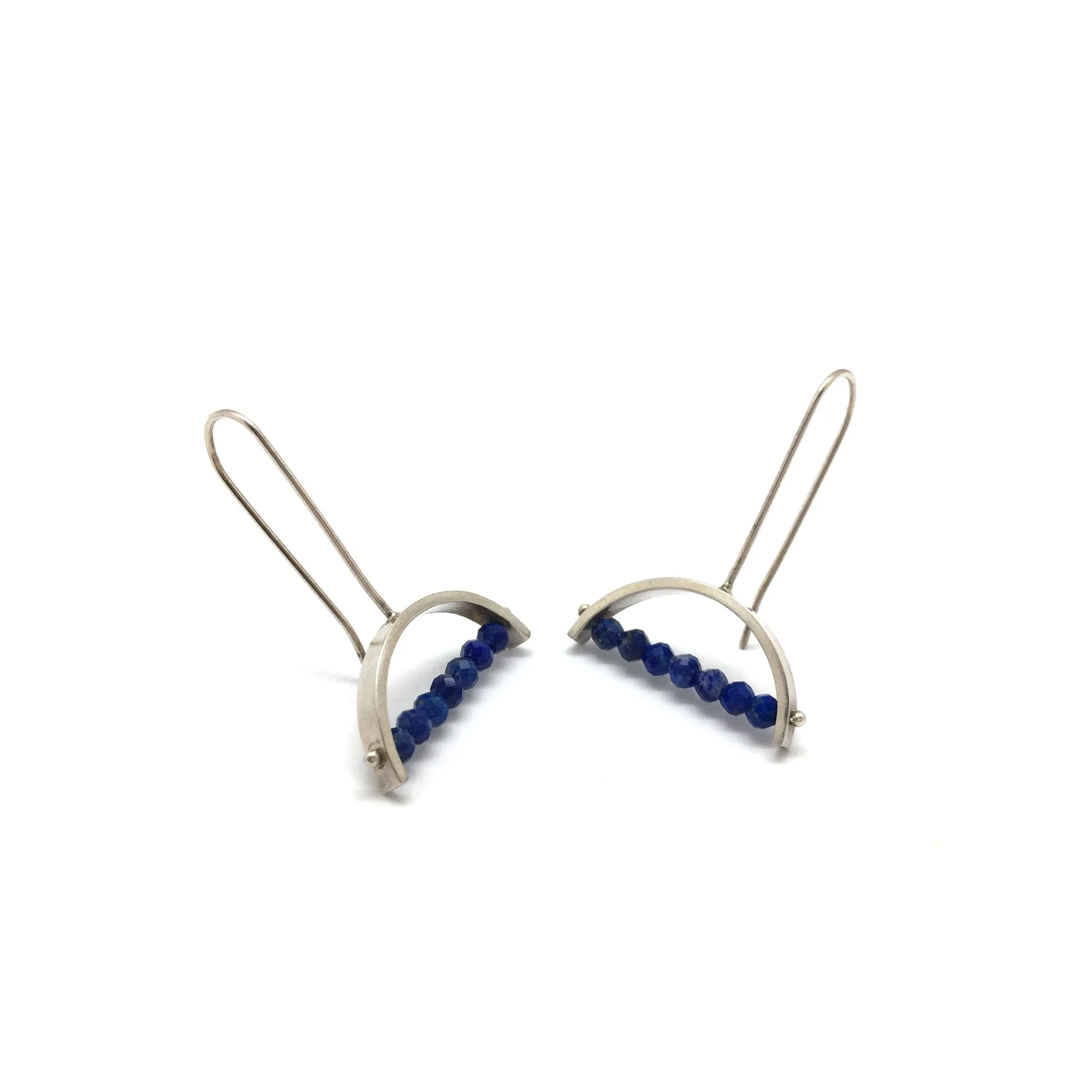 Half Circle Lapis Earrings