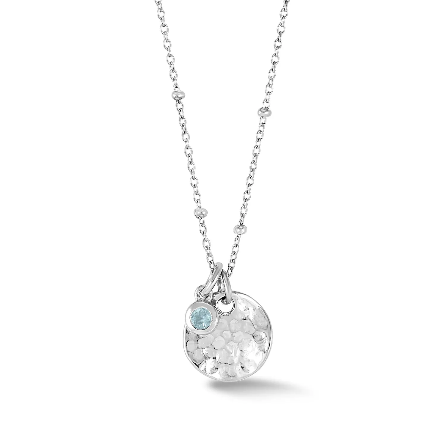 Hammered Disc & Aquamarine Array Necklace