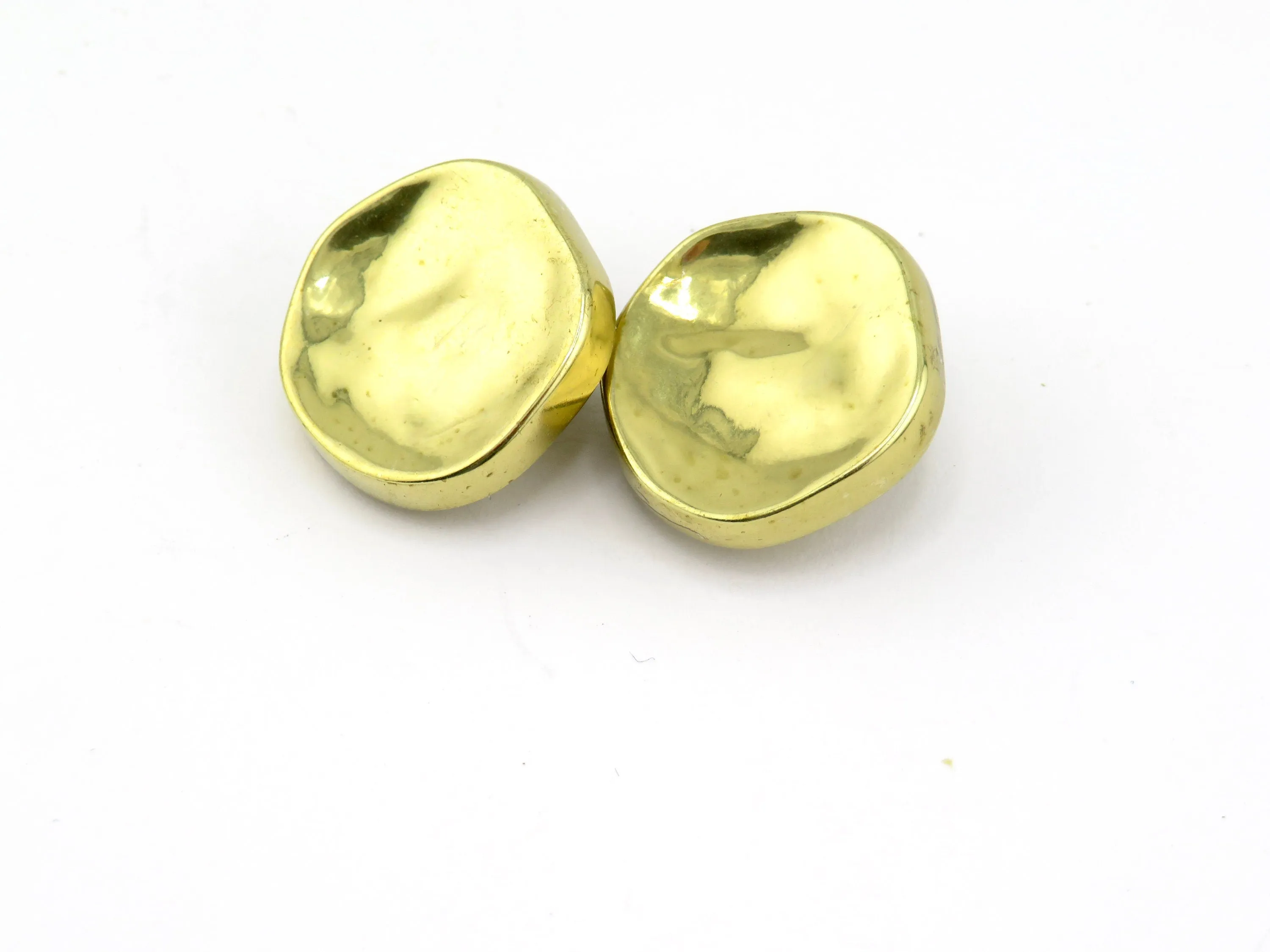 Hammered Round Clip On Earrings - Gold