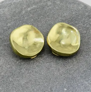 Hammered Round Clip On Earrings - Gold