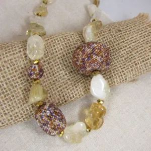 Handcrafted Honey Stone Statement Necklace