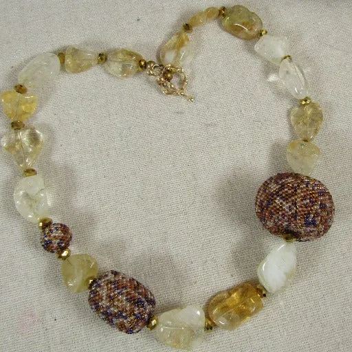 Handcrafted Honey Stone Statement Necklace