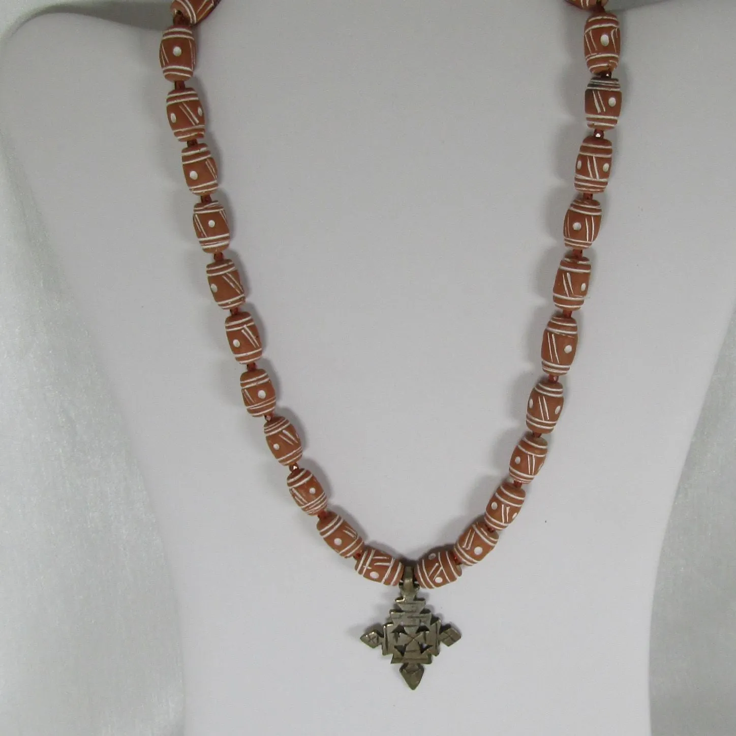 Handmade West African Terracotta Clay Bead Necklace