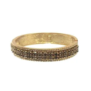 Hinged Gold Crystal Bangle Bracelet