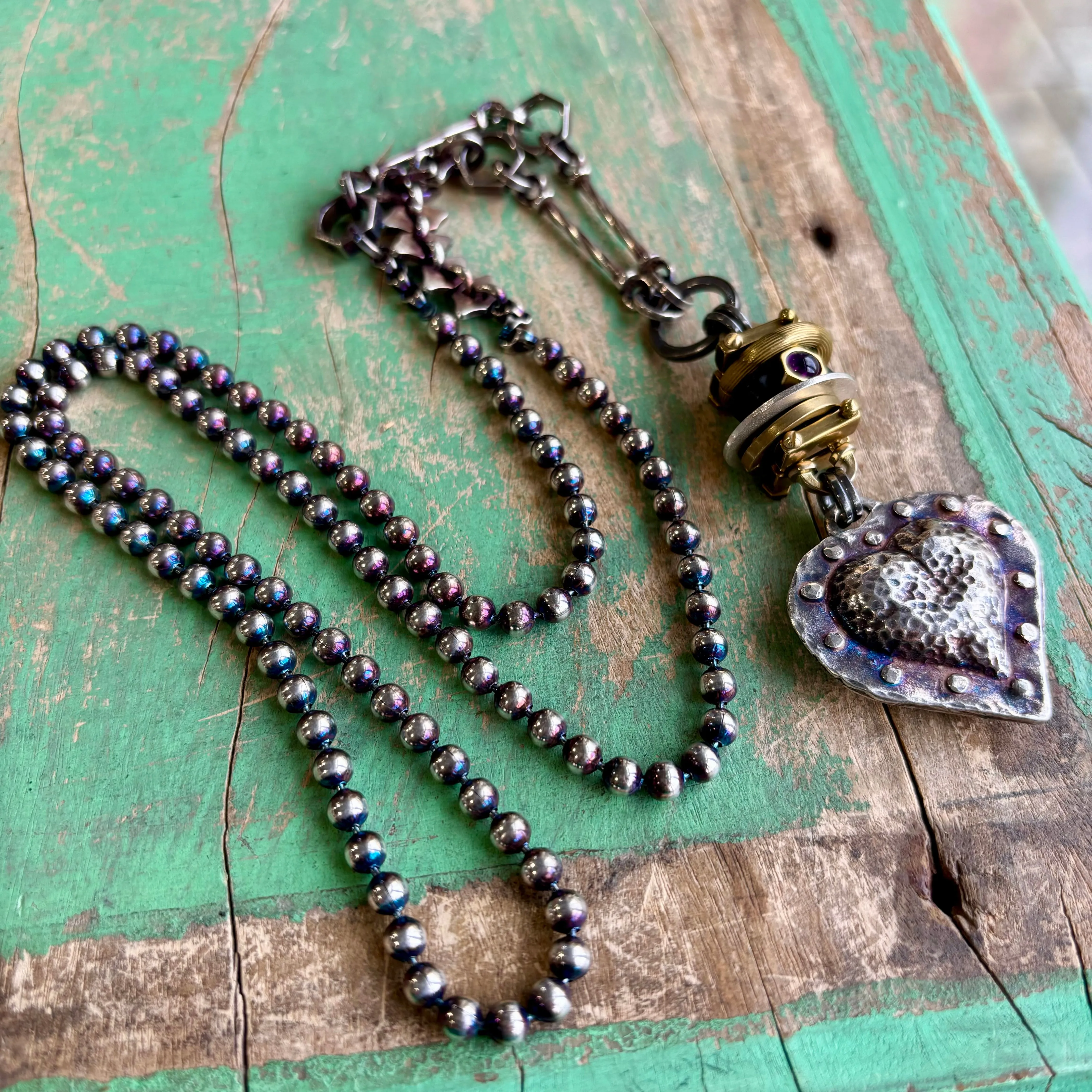 Industrial Puffy Heart Necklace