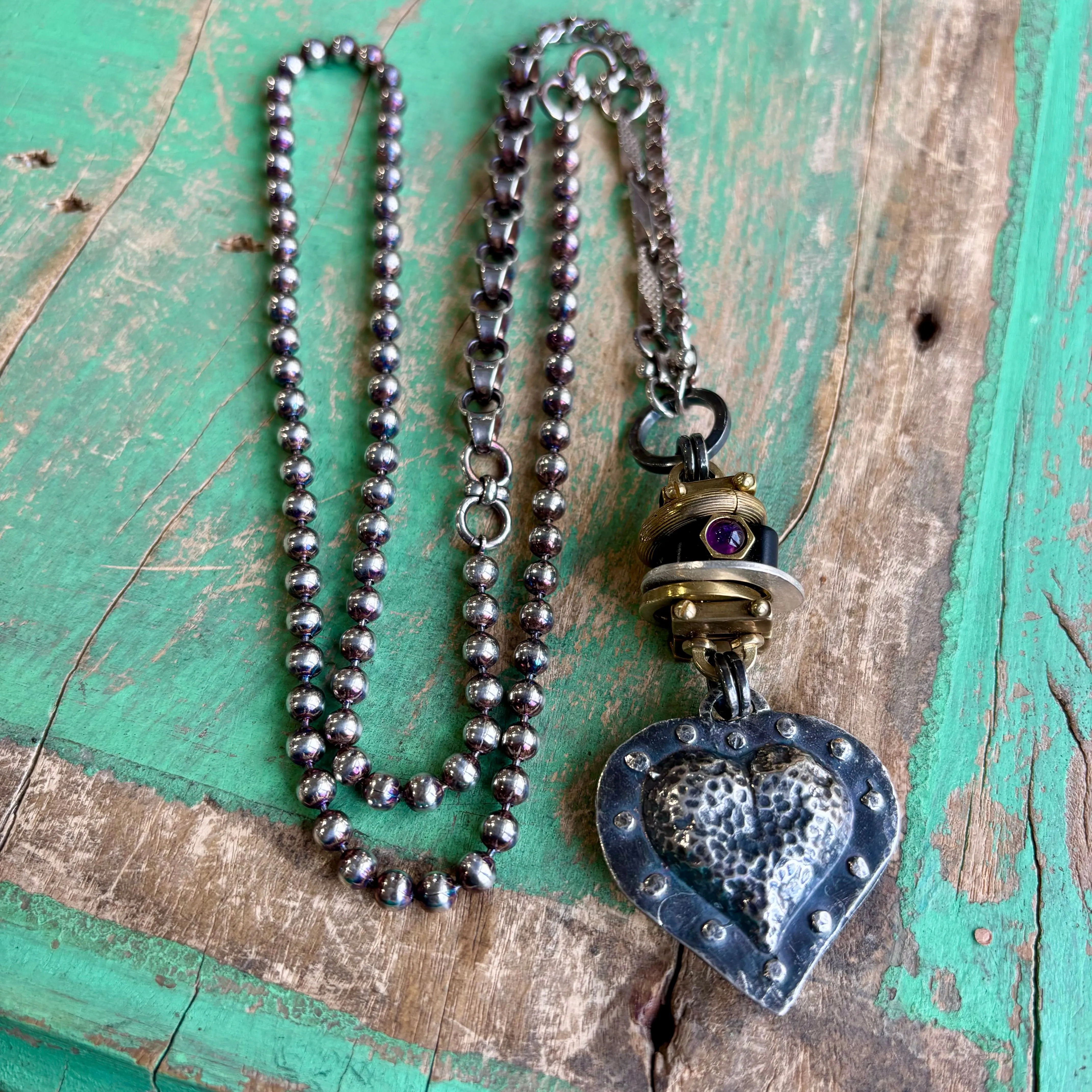 Industrial Puffy Heart Necklace