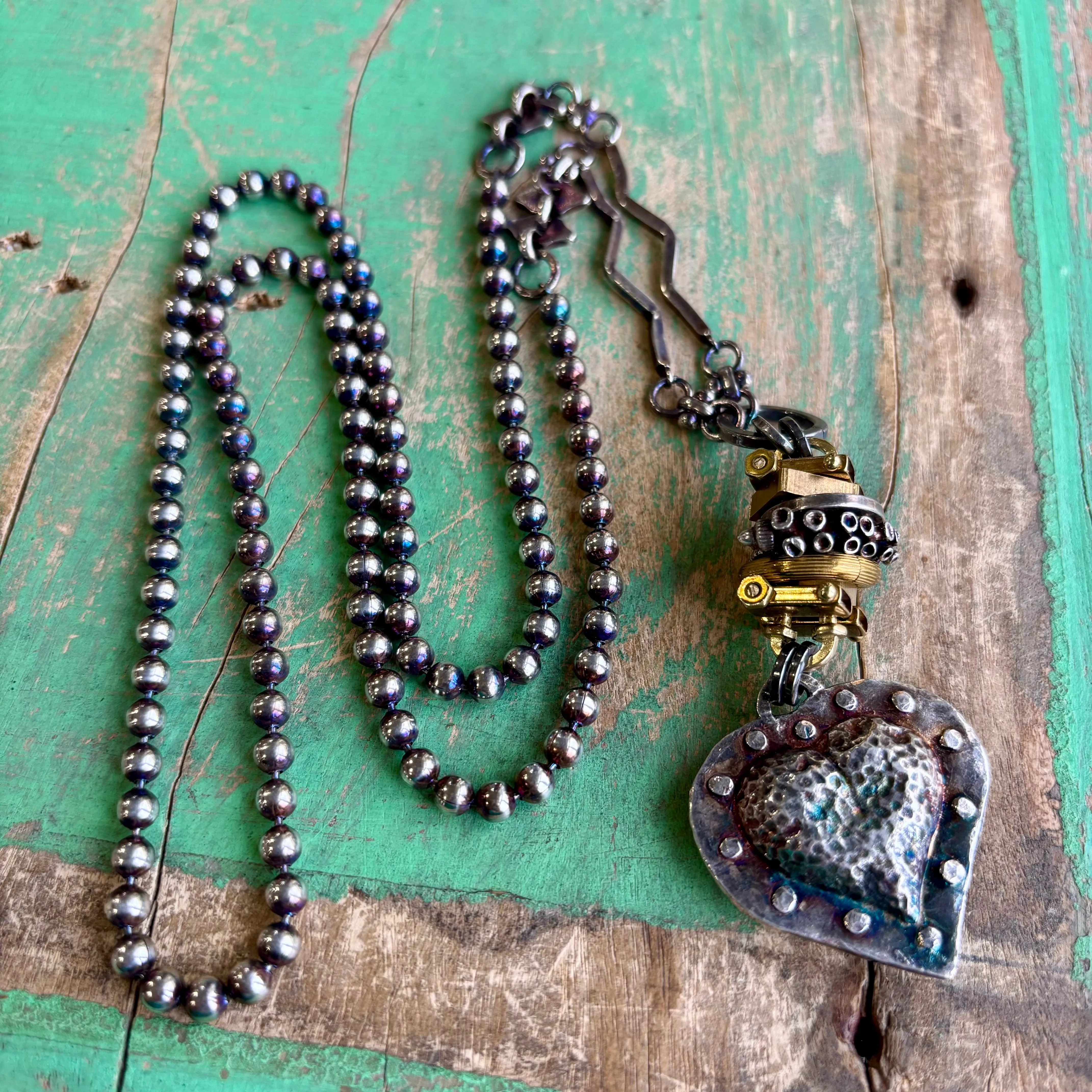 Industrial Puffy Heart Necklace