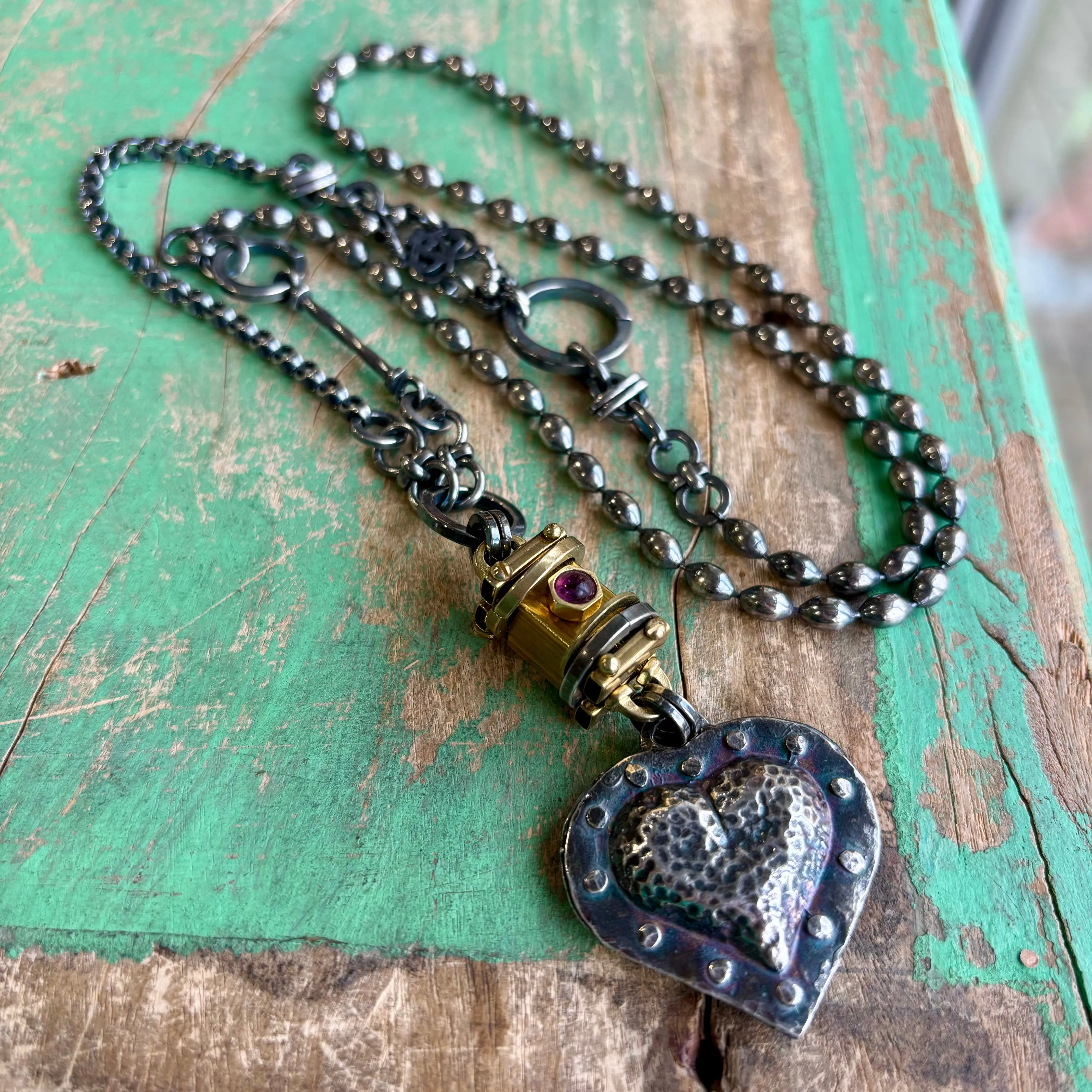 Industrial Puffy Heart Necklace