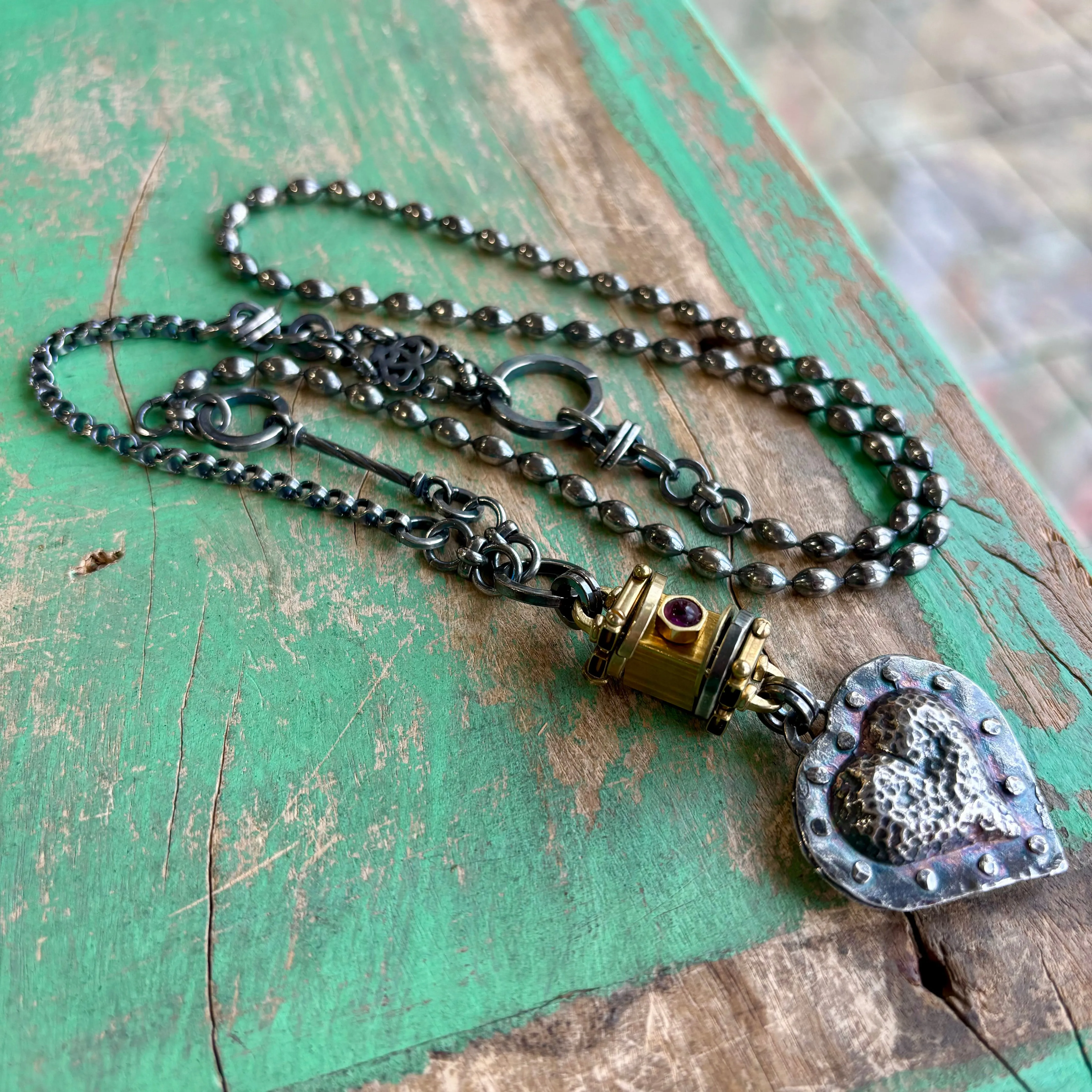 Industrial Puffy Heart Necklace