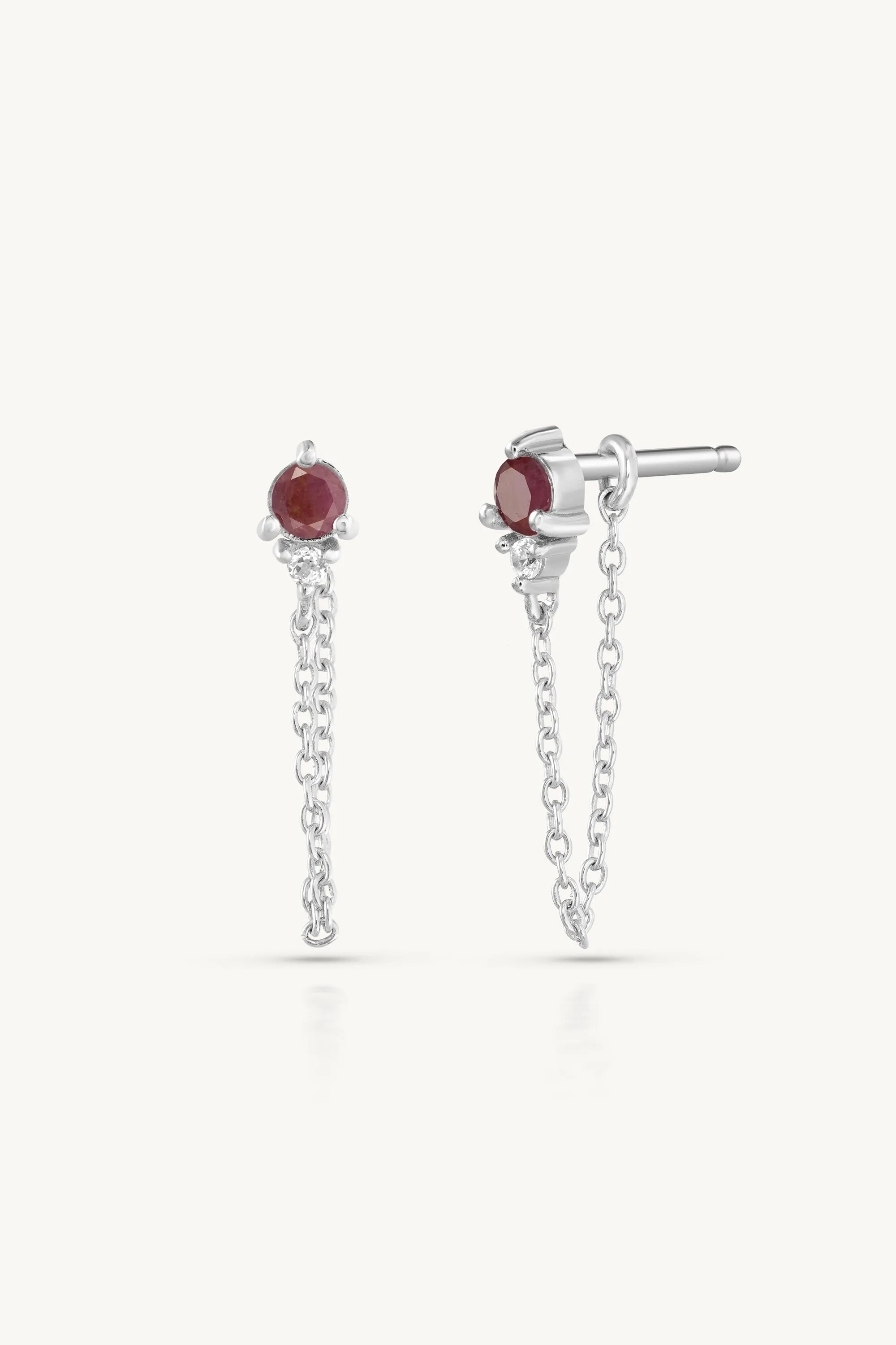 July Ruby Birthstone Silver Stud