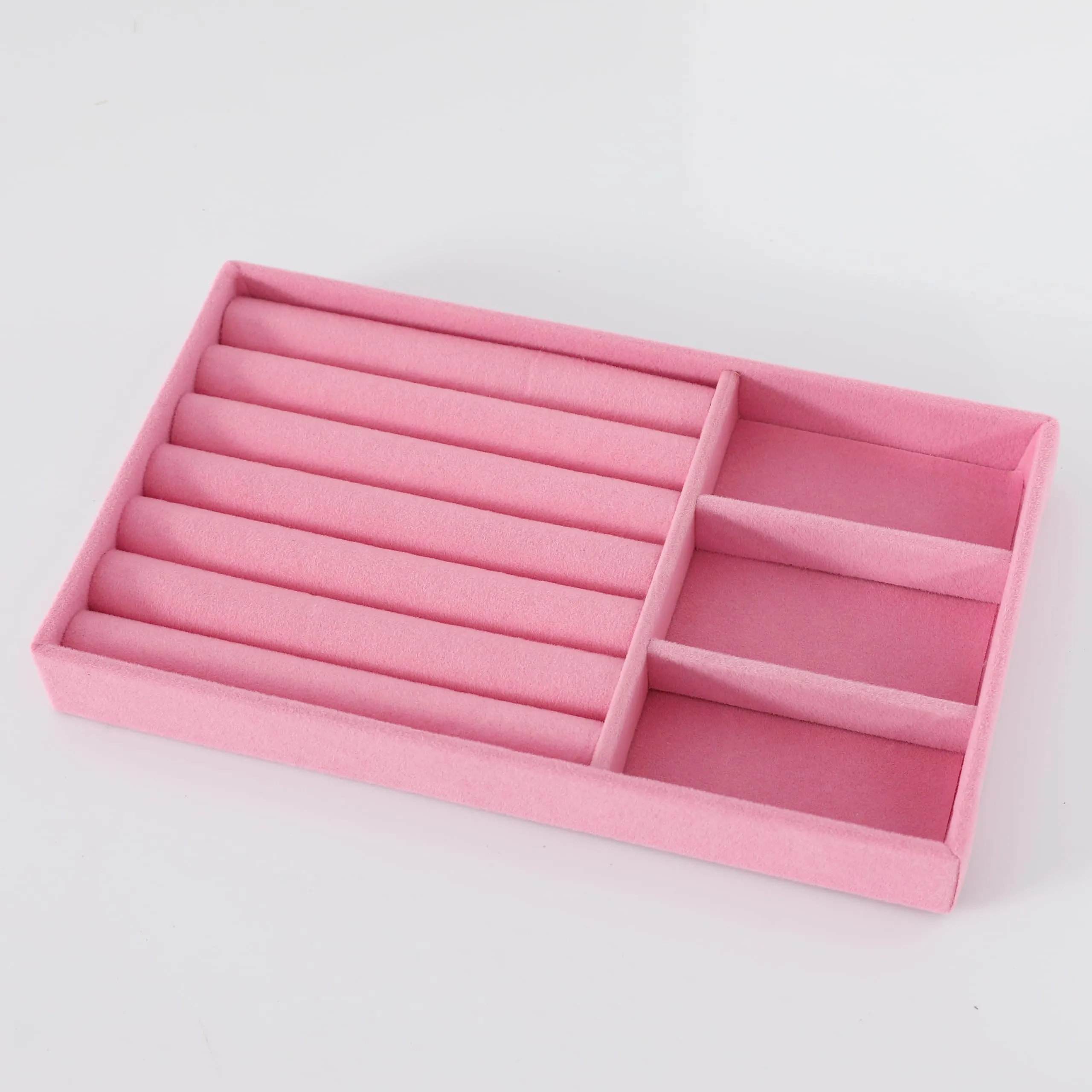 Kuber Industries 24 Pieces Velvet Jewelry Trays Organizer | Jewelry Storage Box | Jewelry Organizer | Showcase Holder Dresser Organizer for Earring Necklace Bracelet Ring |Pack of 6 | YBL4-04 |Pink