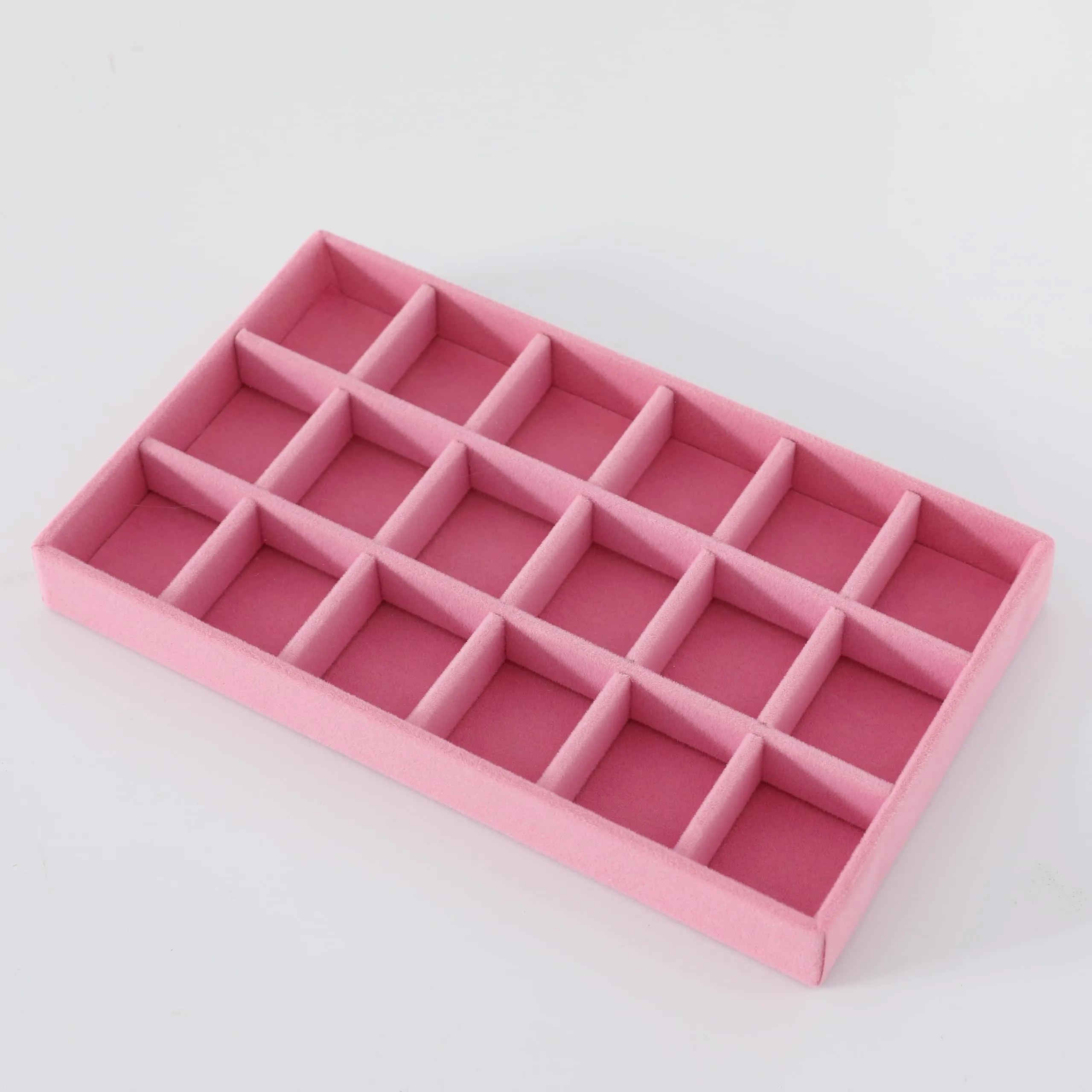 Kuber Industries 24 Pieces Velvet Jewelry Trays Organizer | Jewelry Storage Box | Jewelry Organizer | Showcase Holder Dresser Organizer for Earring Necklace Bracelet Ring |Pack of 6 | YBL4-04 |Pink