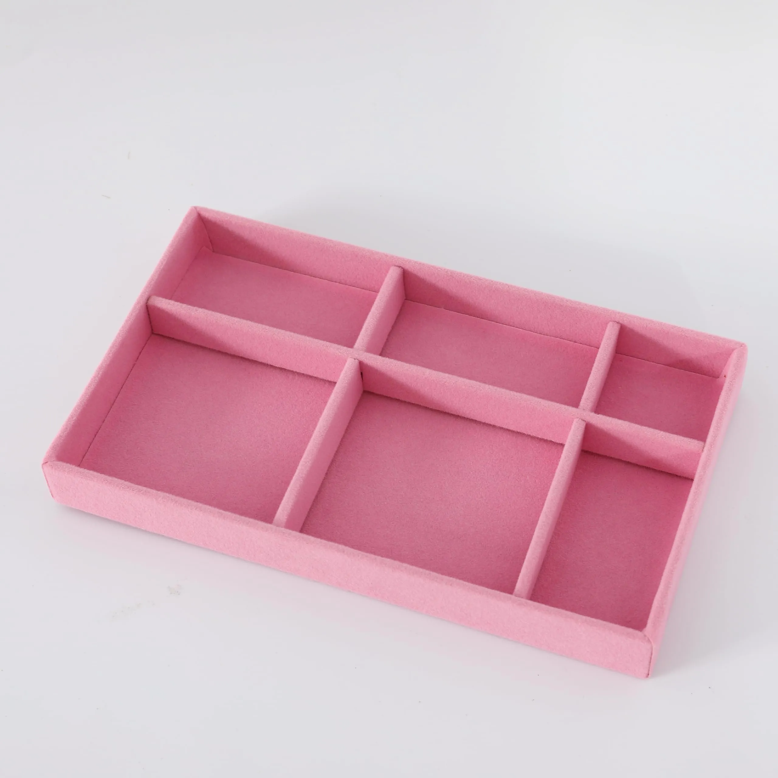 Kuber Industries 24 Pieces Velvet Jewelry Trays Organizer | Jewelry Storage Box | Jewelry Organizer | Showcase Holder Dresser Organizer for Earring Necklace Bracelet Ring |Pack of 6 | YBL4-04 |Pink