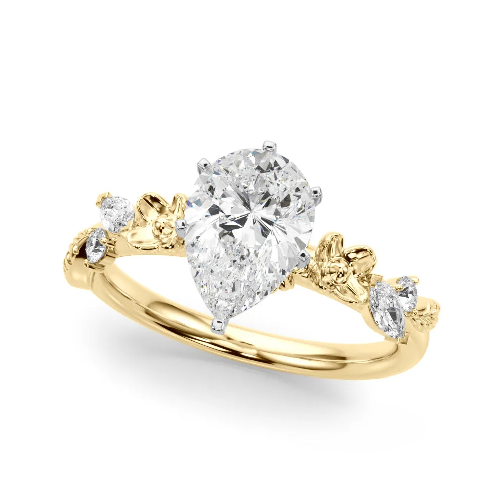 Ladies Sidestone Pear Engagement Ring 51239