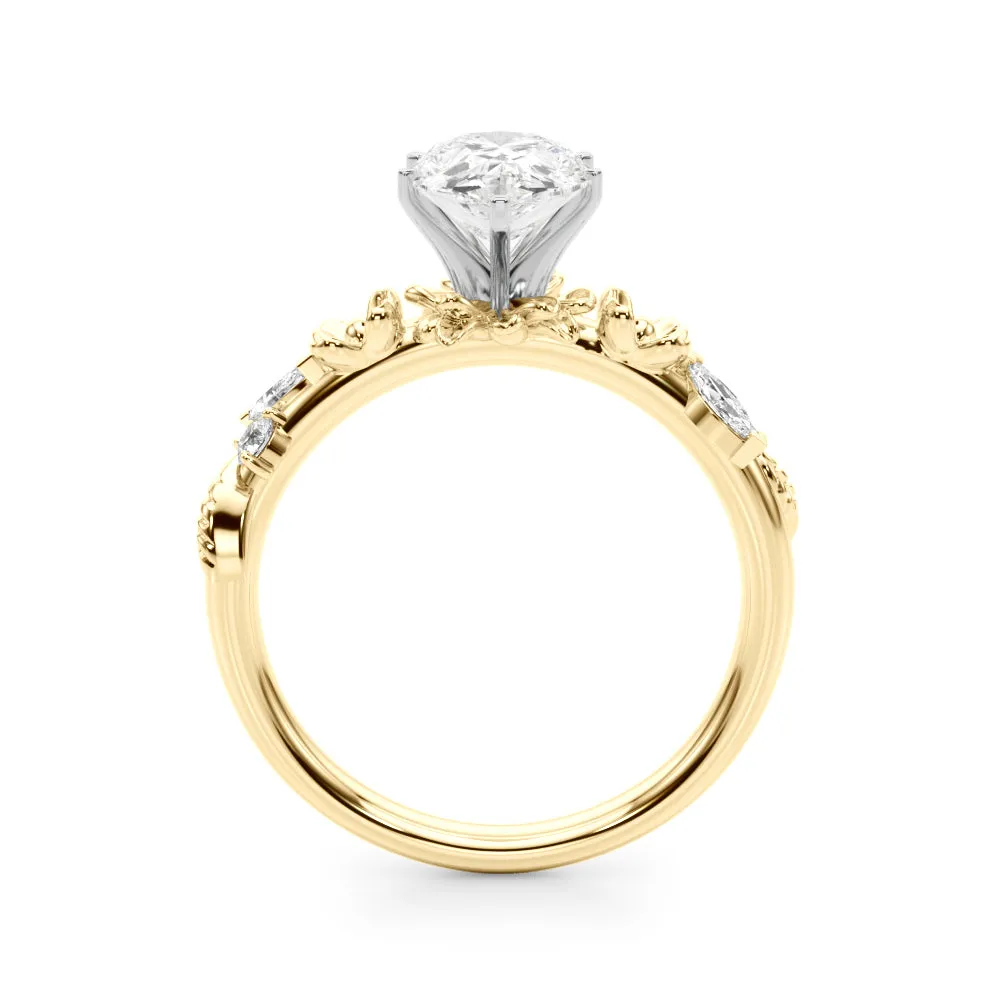 Ladies Sidestone Pear Engagement Ring 51239