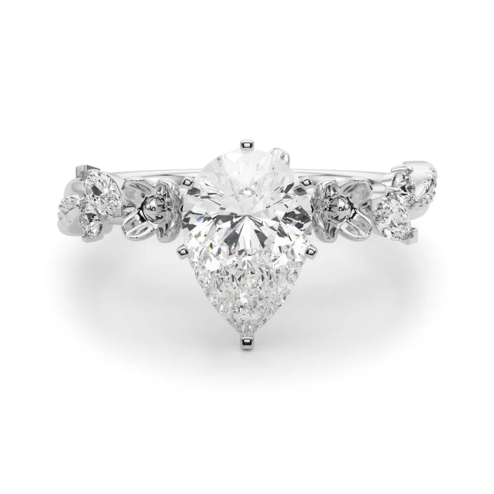 Ladies Sidestone Pear Engagement Ring 51239