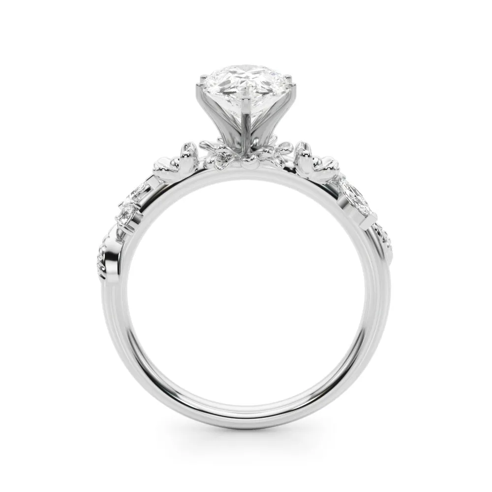 Ladies Sidestone Pear Engagement Ring 51239