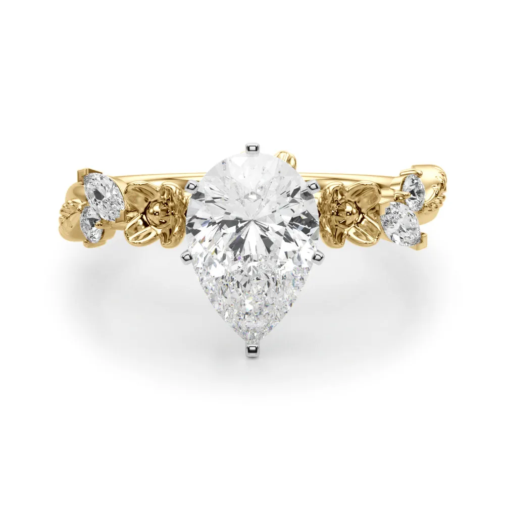 Ladies Sidestone Pear Engagement Ring 51239