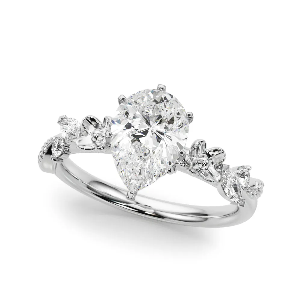 Ladies Sidestone Pear Engagement Ring 51239