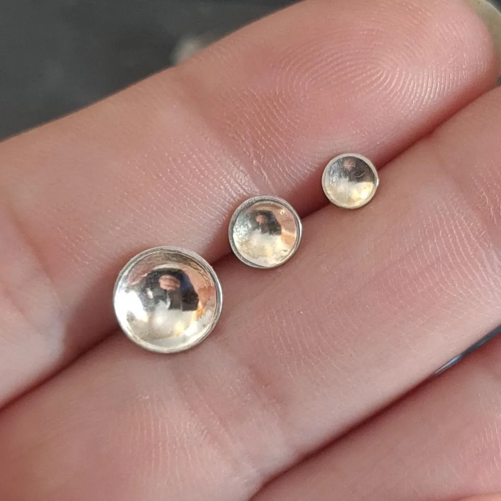 Little Domed Sterling Silver Stud Earrings