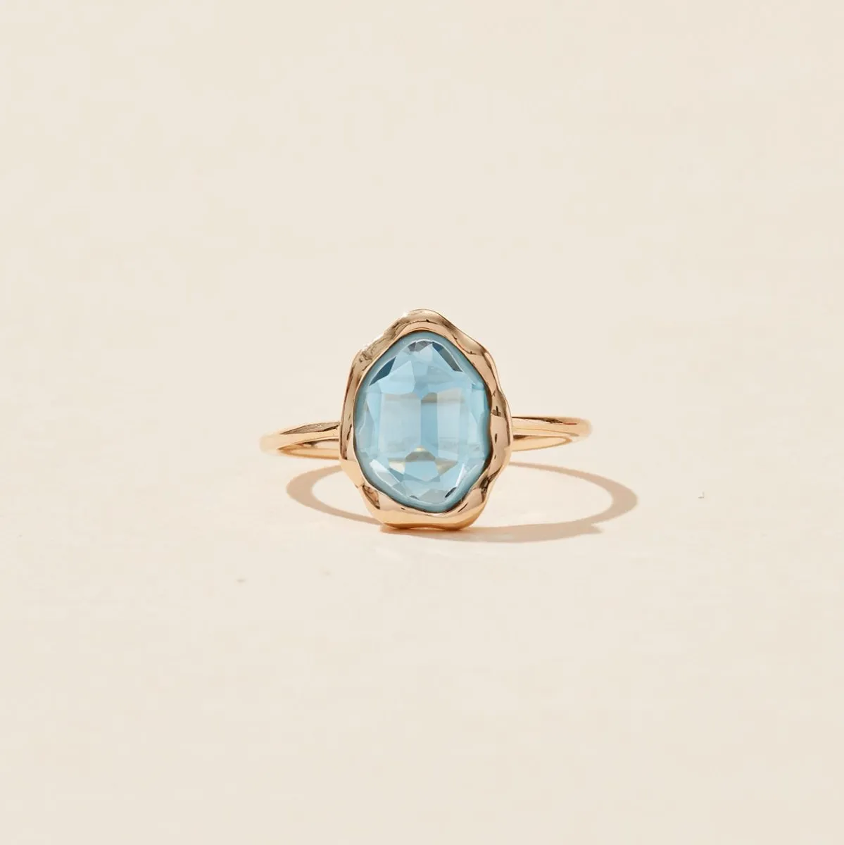 london blue topaz mood ring - 14k yellow gold, blue topaz