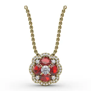 Love in Bloom Ruby and Diamond Pendant