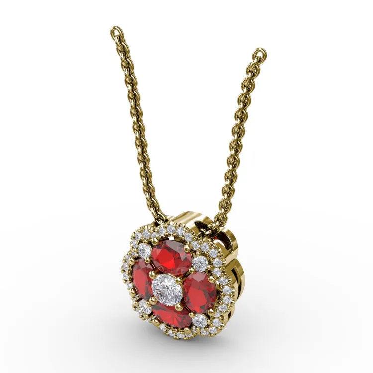 Love in Bloom Ruby and Diamond Pendant