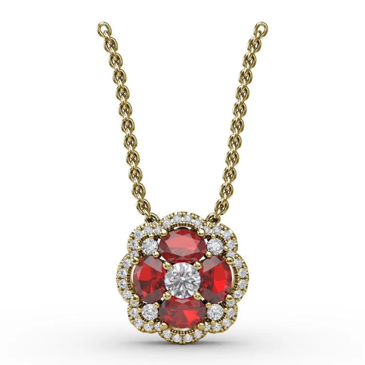 Love in Bloom Ruby and Diamond Pendant