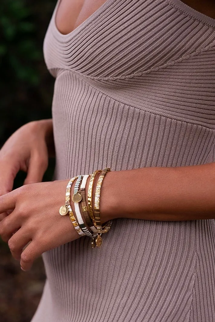 Love Ivory Bronze Gold with Gold Charm Bracelet