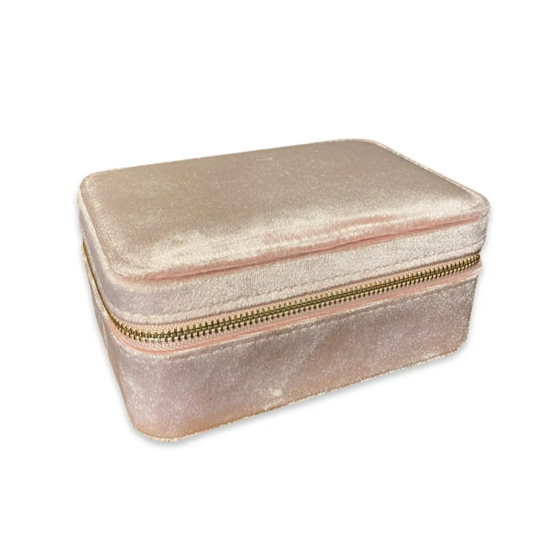 Love Noel Velvet Zipper Jewelry Travel Case