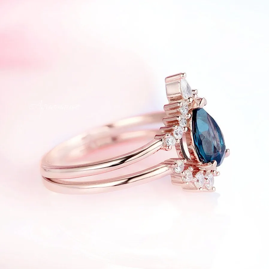 Lunette London Blue Topaz Ring Set- 14K Rose Gold Vermeil