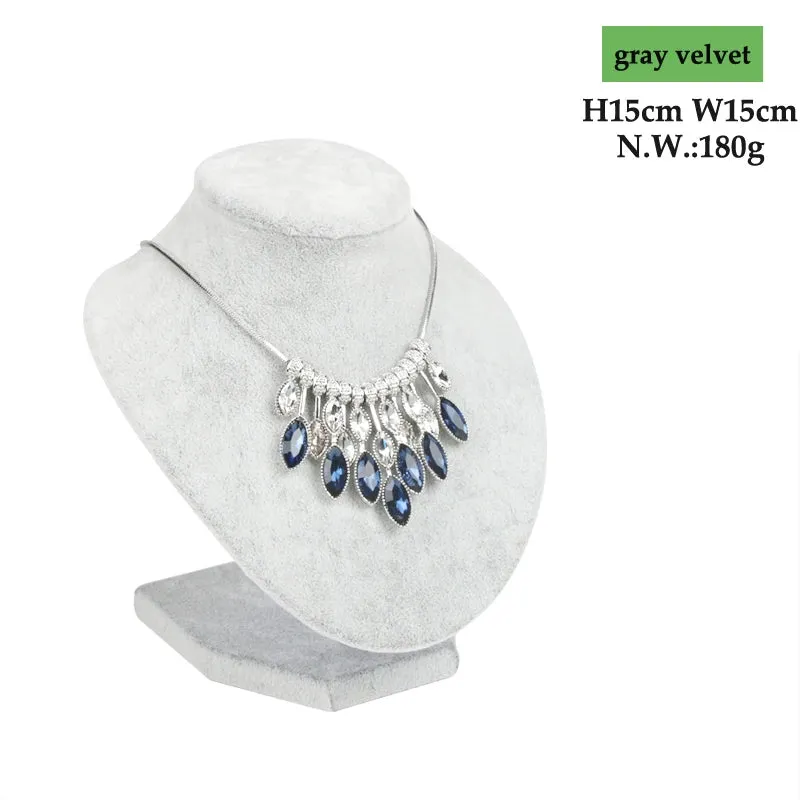 Luxury Gray Velvet Bust Jewelry Display