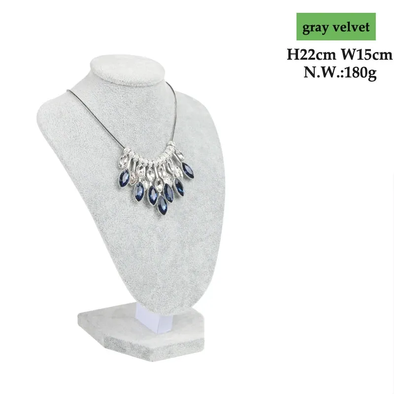 Luxury Gray Velvet Bust Jewelry Display