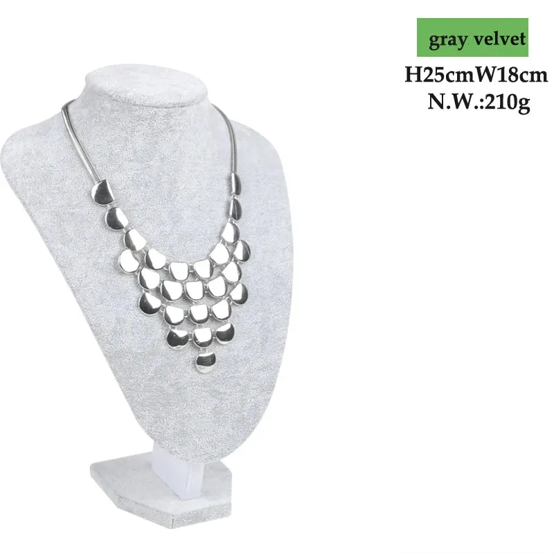 Luxury Gray Velvet Bust Jewelry Display