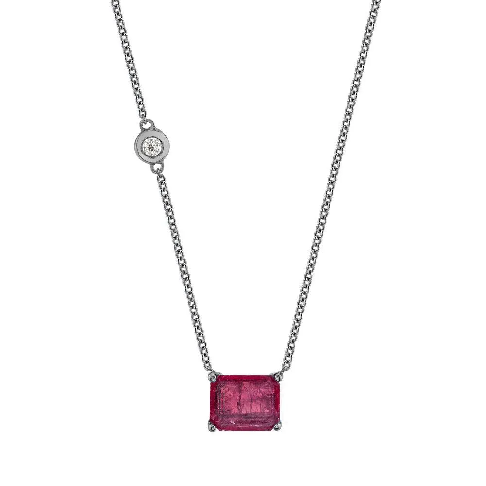 MEDIUM RUBY SOLITAIRE NECKLACE