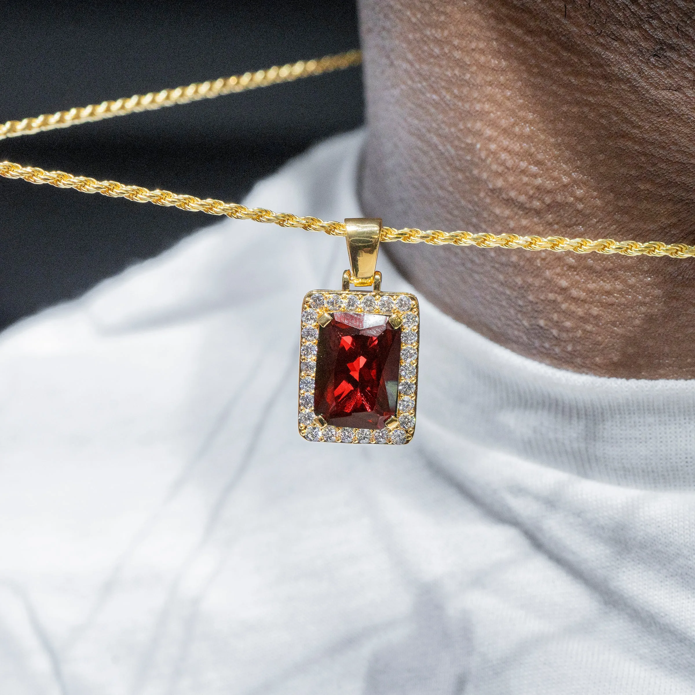 Mens Gold Ruby Necklace | Appx. 14 Grams