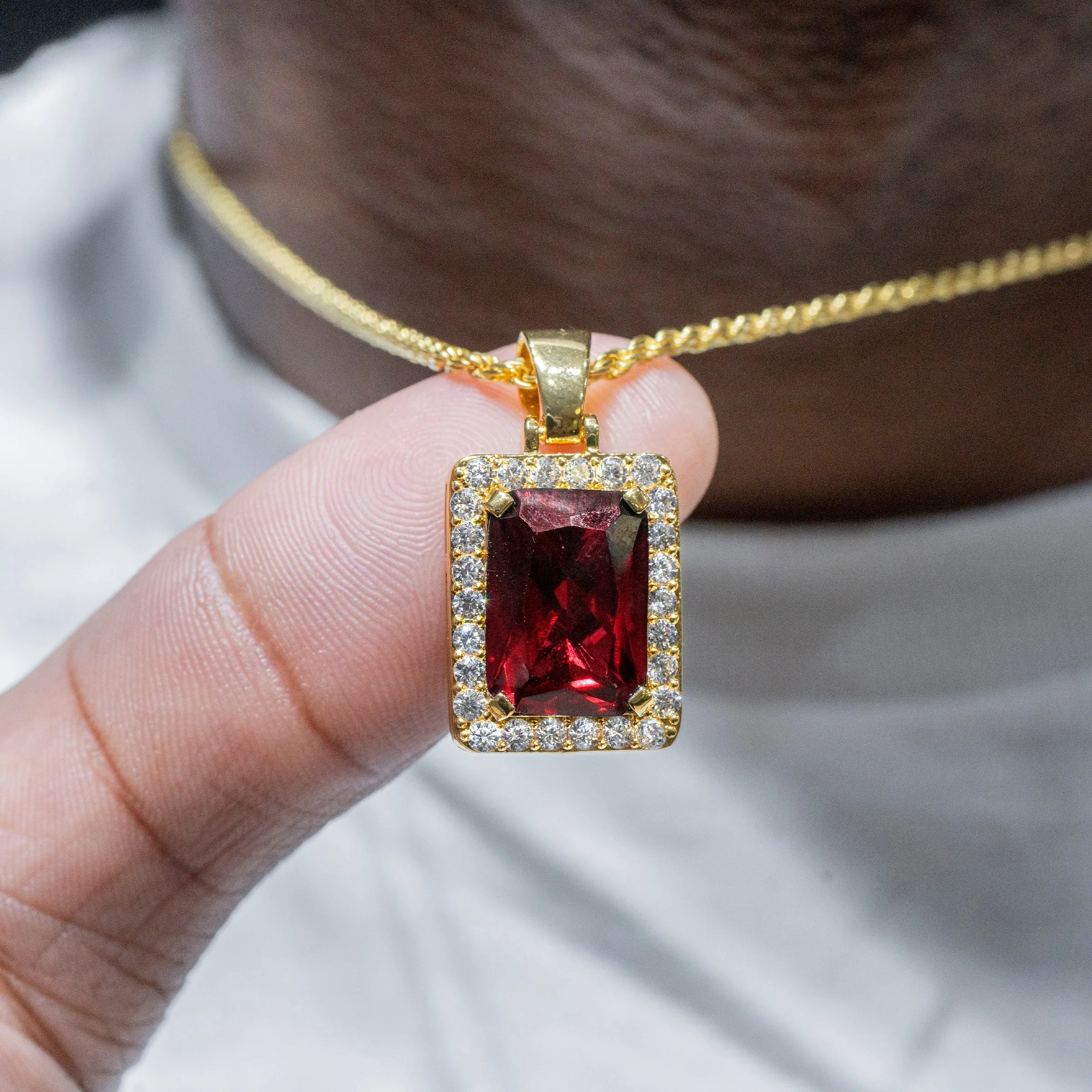 Mens Gold Ruby Necklace | Appx. 14 Grams