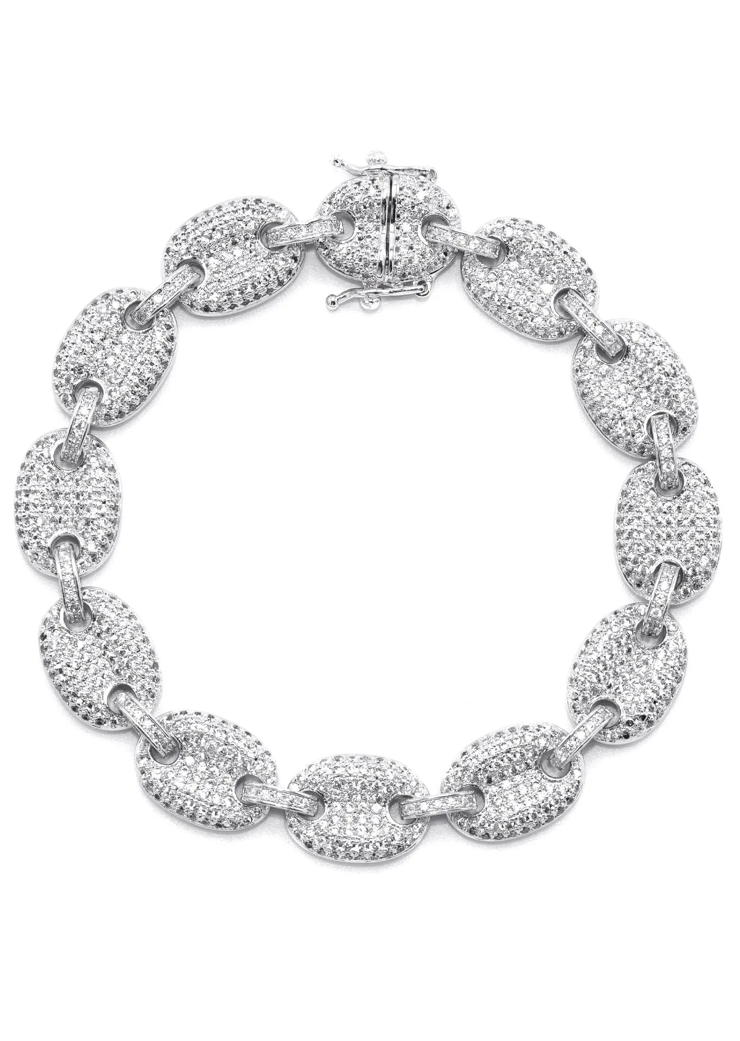 Mens White Gold Iced Out Puff Bracelet