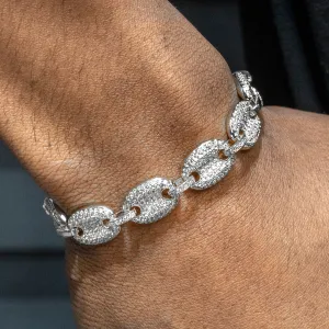 Mens White Gold Iced Out Puff Bracelet