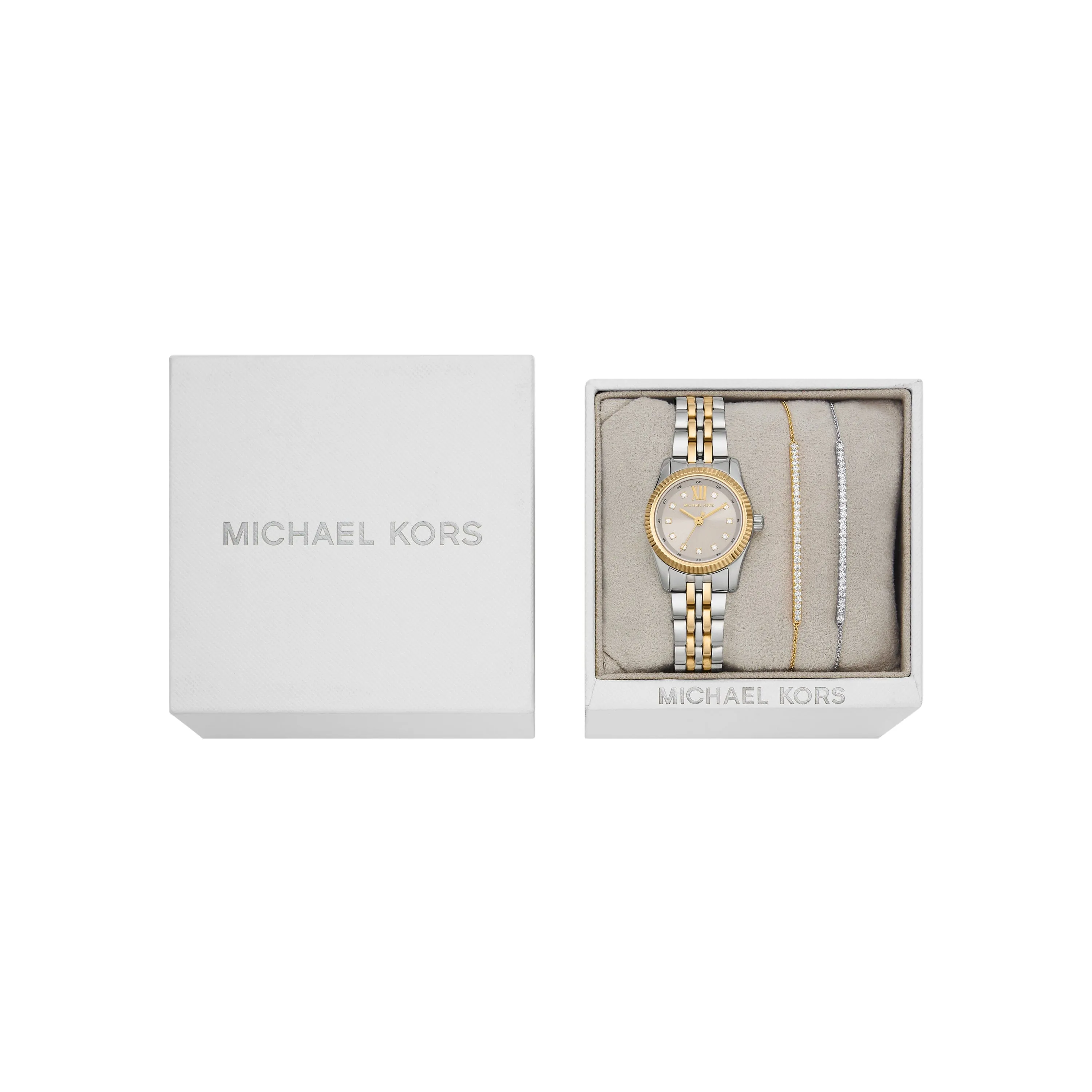 Michael Kors Lexington Three-Hand Two-Tone Stainless Steel Watch and Bracelets Gift Set MK4815SET