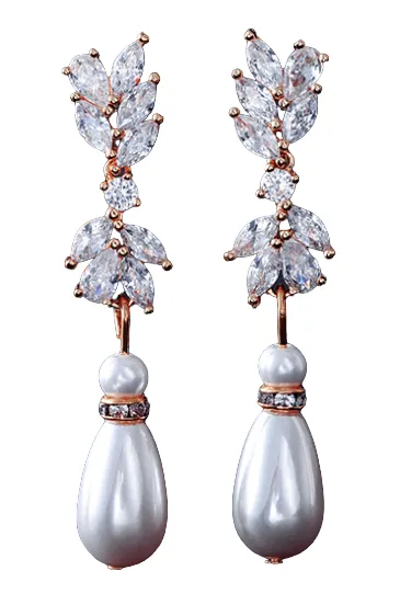 Michelle Floral Pearl Dangle Earrings